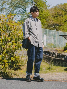 「DEVICE（デバイス）の【WEARISTA こーせ ×DEVICE コラボ】Rename フロントバックル ショルダーバッグ（ショルダーバッグ）」を使った、ryujiさん（メンズ・172cm）の春コーディネート