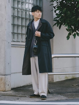 「バッグ」｜「アイテム（ステンカラーコート）」を使った、ryujiさん（メンズ・172cm）の冬コーディネート