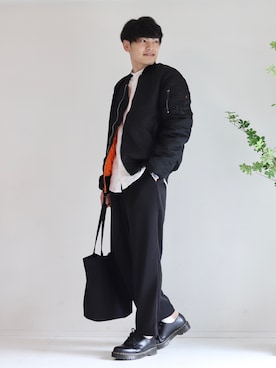 「alpha」｜「アイテム（MA-1）」を使った、ryujiさん（メンズ・172cm）の冬コーディネート