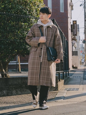 「RUUBON（ルーボン）のアイテム（パーカー）」を使った、ryujiさん（メンズ・172cm）の冬コーディネート