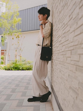 「DEVICE（デバイス）の【WEARISTA こーせ ×DEVICE コラボ】Rename フロントバックル ショルダーバッグ（ショルダーバッグ）」を使った、ryujiさん（メンズ・172cm）の春コーディネート