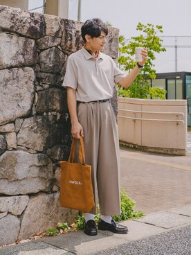 「URBAN RESEARCH ROSSO MEN（アーバンリサーチロッソメン）の『XLサイズあり』『抗菌/防臭』ハイパフォーマンスコットン天竺ポロシャツ（ポロシャツ）」を使った、ryujiさん（メンズ・172cm）の夏コーディネート