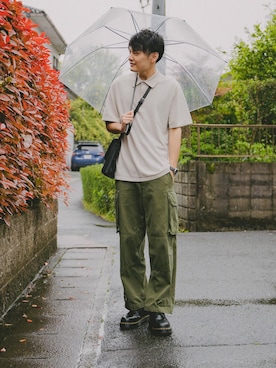 「DEVICE（デバイス）の【WEARISTA こーせ ×DEVICE コラボ】Rename フロントバックル ショルダーバッグ（ショルダーバッグ）」を使った、ryujiさん（メンズ・172cm）の春コーディネート