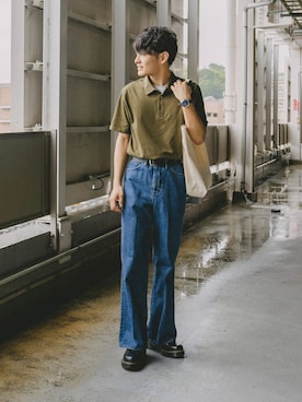 「URBAN RESEARCH ROSSO MEN（アーバンリサーチロッソメン）の『XLサイズあり』『抗菌/防臭』ハイパフォーマンスコットン天竺ポロシャツ（ポロシャツ）」を使った、ryujiさん（メンズ・172cm）の夏コーディネート