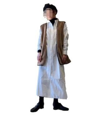 「ファー」｜「アイテム（シャツワンピース）」を使った、ihno1125さん（レディース・159cm）の冬コーディネート