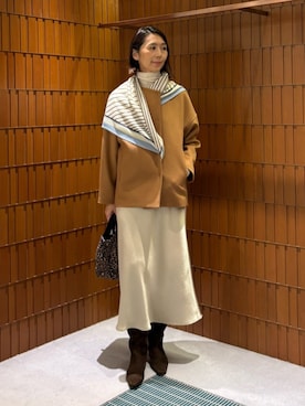 「アイテム（ノーカラーコート）」を使った、Takagi_TOMORROWLANDさん（レディース・167cm）の秋コーディネート