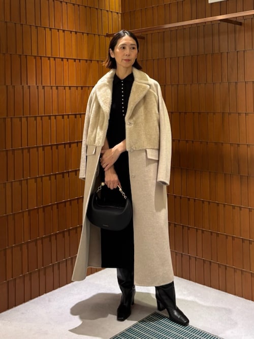 ウールポリエステルパールコンビ ポロロングワンピース