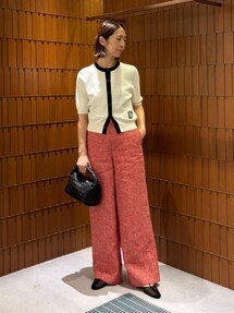 CABaN コットンカシミヤ バイカラーハーフスリーブカーディガン　グレー新品 コットンカシミヤ バイカラーハーフスリーブカーディガン | CABaN