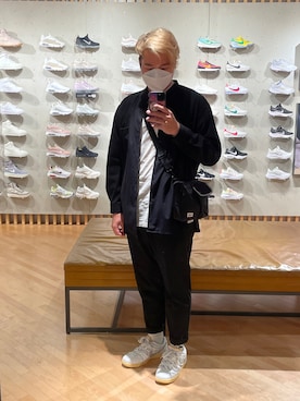 「GU（ジーユー）のアイテム（ノーカラージャケット）」を使った、西九 West 9ineさん（メンズ・179cm）の冬コーディネート