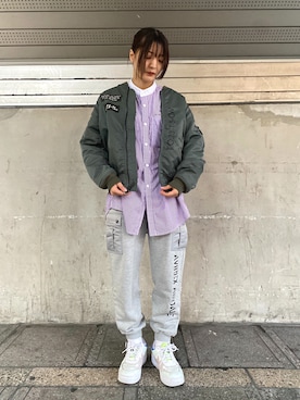 「仙台」｜「アイテム（MA-1）」を使った、itoさん（レディース・162cm）の秋コーディネート