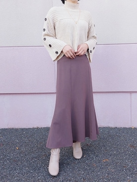 「MERCURYDUO（マーキュリーデュオ）のアイテム（ニット/セーター）」を使った、やみさん（レディース・158cm）の冬コーディネート