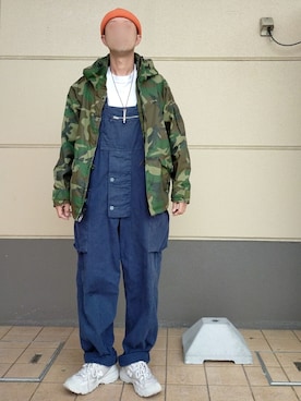 「迷彩」｜「アイテム（オールインワン・サロペット）」を使った、北极さん（メンズ・178cm）の夏コーディネート