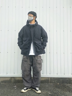 「GOOPiMADE」｜「アイテム（マウンテンパーカー）」を使った、北极さん（メンズ・178cm）の冬コーディネート