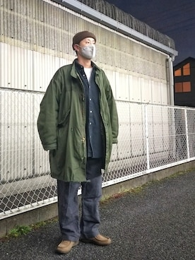 「アイテム（モッズコート）」を使った、北极さん（メンズ・178cm）の冬コーディネート