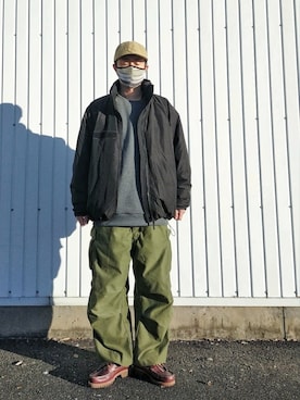 「GU（ジーユー）のアイテム（ミリタリージャケット）」を使った、北极さん（メンズ・178cm）の冬コーディネート