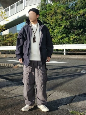 「アイテム（マウンテンパーカー）」を使った、北极さん（メンズ・178cm）の秋コーディネート