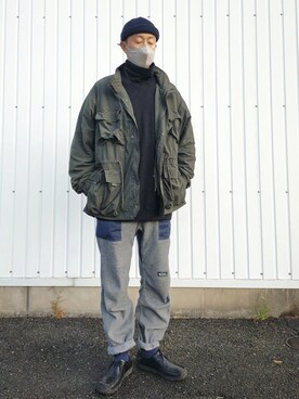 「GU（ジーユー）のアイテム（ミリタリージャケット）」を使った、北极さん（メンズ・178cm）の秋コーディネート