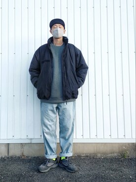 「GU（ジーユー）のアイテム（ミリタリージャケット）」を使った、北极さん（メンズ・178cm）の冬コーディネート