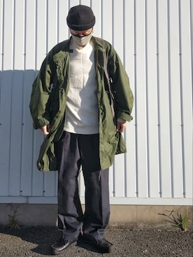 「モックネック」｜「アイテム（モッズコート）」を使った、北极さん（メンズ・178cm）の秋コーディネート