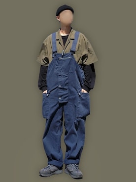 「GOOPiMADE」｜「アイテム（オールインワン・サロペット）」を使った、北极さん（メンズ・178cm）の春コーディネート