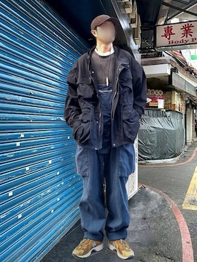 「New Balance」｜「アイテム（オールインワン・サロペット）」を使った、北极さん（メンズ・178cm）の春コーディネート