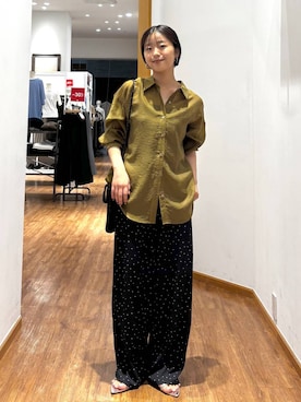 「GLOBAL WORK（グローバルワーク）の楊柳イージーコクーンパンツ/1049115（その他パンツ、その他）」を使った、カナさん（レディース・158cm）の夏コーディネート