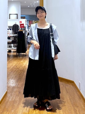 「NEW ERA（ニューエラ）のNEW ERA/920TYP/26/616634（キャップ、ブラック系）」を使った、カナさん（レディース・158cm）の夏コーディネート