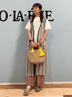 「SHOO・LA・RUE（シューラルー）の【洗える】楽してほっそり見え カットプリーツパンツ（その他パンツ）」を使った、Naaatsuさん（レディース・158cm）の春コーディネート