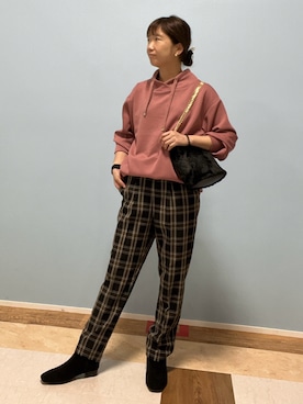 「DRESKIP（ドレスキップ）のアイテム（スウェット）」を使った、Naaatsuさん（レディース・158cm）の秋コーディネート