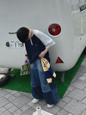 「リメイクデニム」｜「アイテム（トップス）」を使った、うみだよ。さん（レディース・160cm）の夏コーディネート