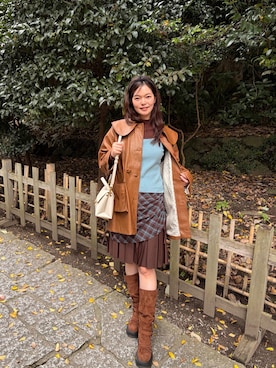 「アイテム（ノーカラージャケット）」を使った、sunaさん（レディース・167cm）の秋コーディネート