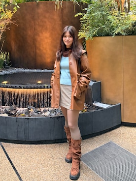 「アイテム（ノーカラージャケット）」を使った、sunaさん（レディース・167cm）の秋コーディネート