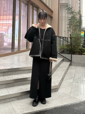 「おでかけコーデ」｜「アイテム（その他アウター）」を使った、karinさん（レディース・165cm）の冬コーディネート