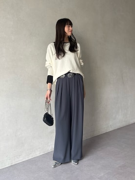 「アイテム（Tシャツ/カットソー、ブラック系）」を使った、karinさん（レディース・165cm）の冬コーディネート