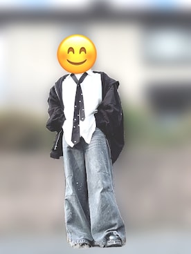 「アイテム（ビジネスシャツ）」を使った、uuu_lixさん（メンズ・165cm）の秋コーディネート