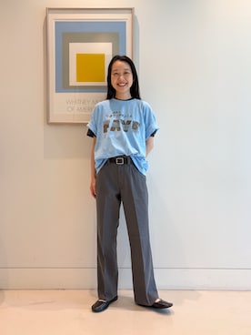 「SCREEN STARS（スクリーンスターズ）の【別注】SCREEN STARS / ロゴ プリント ショートスリーブ（Tシャツ/カットソー、ブルー系）」を使った、鈴木 ひかるさん（レディース・159cm）の夏コーディネート