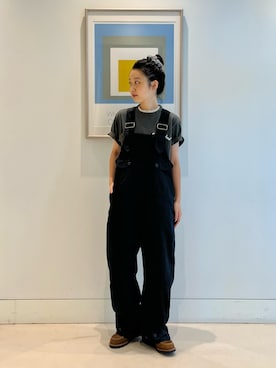 「アイテム（オールインワン・サロペット、ブルー系）」を使った、鈴木 ひかるさん（レディース・159cm）の夏コーディネート