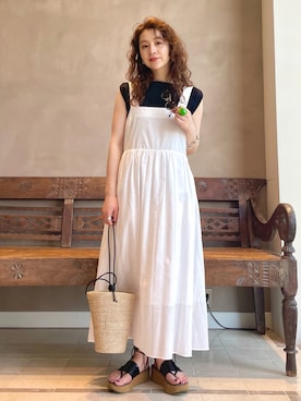 「BEAMS LIGHTS」｜「アイテム（ワンピース/ドレス）」を使った、ウエダ シホさん（レディース・157cm）の夏コーディネート