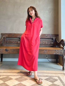 「BEAMS LIGHTS」｜「アイテム（ワンピース/ドレス）」を使った、ウエダ シホさん（レディース・157cm）の夏コーディネート