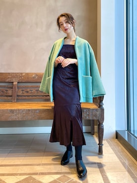 「BEAMS LIGHTS」｜「アイテム（ジャケット/アウター）」を使った、ウエダ シホさん（レディース・157cm）の冬コーディネート