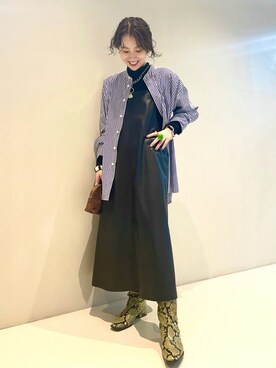 「BEAMS LIGHTS」｜「アイテム（ワンピース/ドレス）」を使った、ウエダ シホさん（レディース・157cm）の秋コーディネート