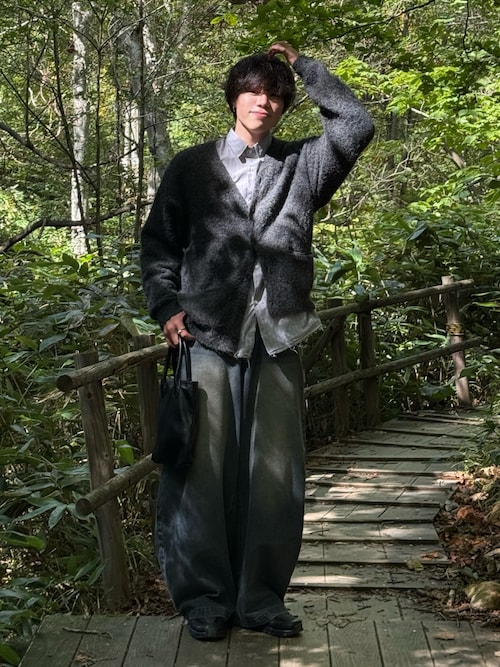 Shaggy knit mix cardigan / シャギーニットミックスカーディガン