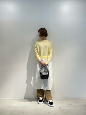 「ブラウンパンツ」｜「アイテム（ワンピース/ドレス）」を使った、KONO_MIさん（レディース・168cm）の春コーディネート