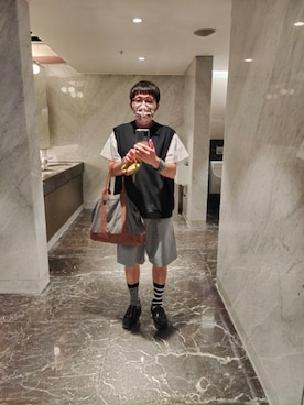「plain-me（プレインミー）のアイテム（カーゴパンツ）」を使った、kobejaponさん（メンズ・171cm）の春コーディネート