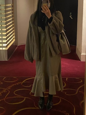 「one after another NICE CLAUP（ワンアフターアナザーナイスクラップ）のアイテム（その他アウター）」を使った、miiさん（レディース・157cm）の冬コーディネート