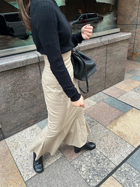 「GU（ジーユー）のアイテム（ニット/セーター、ブラック系）」を使った、mana1051さん（レディース・153cm）の秋コーディネート