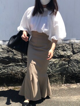 「SNIDEL（スナイデル）のアイテム（シャツ/ブラウス、ホワイト系）」を使った、mana1051さん（レディース・153cm）の夏コーディネート