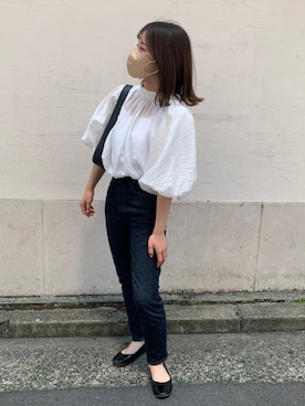 「SNIDEL（スナイデル）のボリュームシアーブラウス（シャツ/ブラウス）」を使った、mana1051さん（レディース・153cm）の夏コーディネート