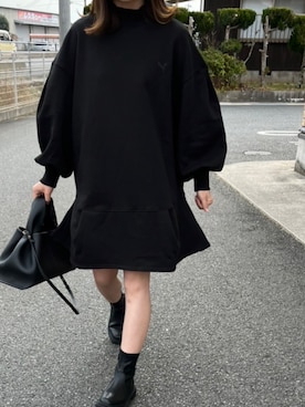 「SNIDEL（スナイデル）のアイテム（ワンピース、ブラック系）」を使った、mana1051さん（レディース・153cm）の冬コーディネート
