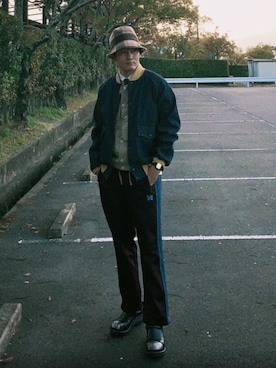 「Engineered Garments（エンジニアードガーメンツ）のアイテム（帽子）」を使った、pikaichiyuさん（メンズ・174cm）の春コーディネート